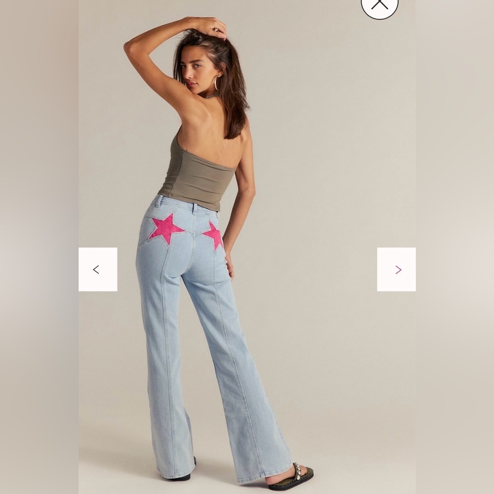 Free People We The Free Firecracker Flare Jeans Color: Indigo Hibiscus 27 NWT